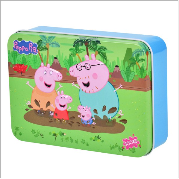 Đồ chơi xếp hình puzzle 60-100-200 mảnh hộp thiếc in dập nổi chủ đề Peppa Pig - Pony/ Bộ xếp hình cho bé