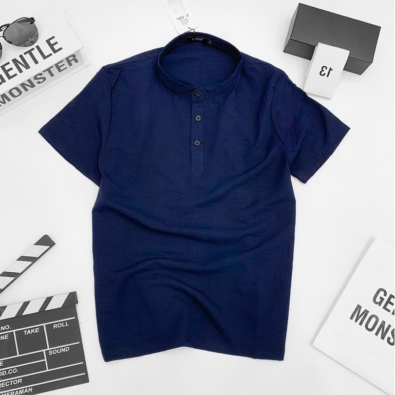 Áo Đũi Nam Cổ Tàu E-COL (48-85kg) Sợi tự nhiên Mát - Mềm - Nhẹ | BigBuy360 - bigbuy360.vn