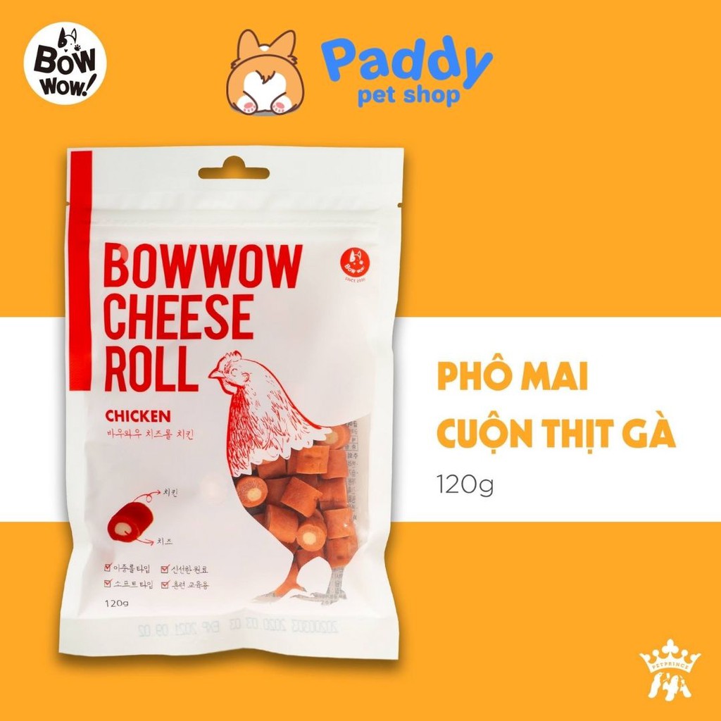 Phô Mai Cuộn Thịt Gà Bowwow Cheese Roll Snack Cho Chó
