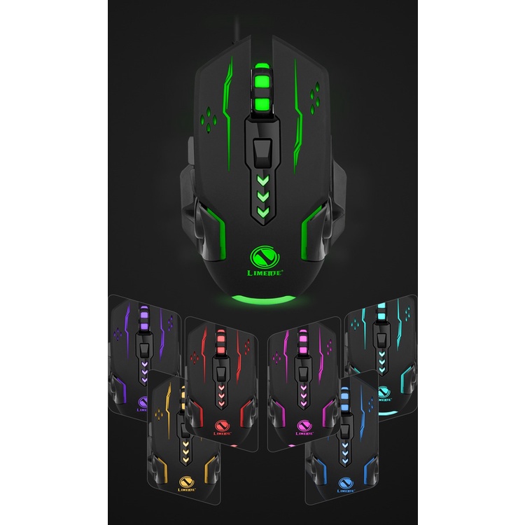 Chuột Gaming Có Dây Chính Hãng Limei V7 Thiết Kế Hiện Đại Đèn LED Phát Sáng Nhiều Màu