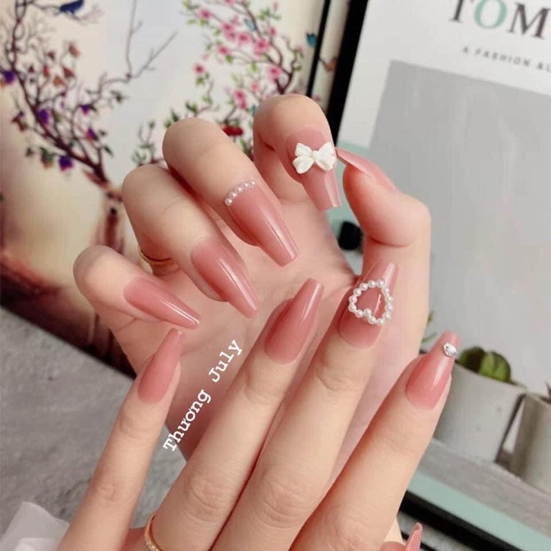 Móng tay giả dài,nailbox thiết kế,bộ 24 móng úp tay giả kèm keo
