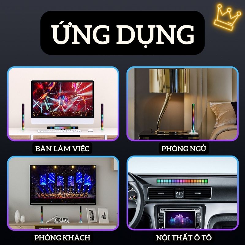 Thanh Đèn Led Rgb Nháy Theo Nhạc 16 Triệu Màu Điều Khiển Bằng Cảm Biến Âm Thanh Siêu Nhạy, Thanh Led Cảm Biến Nhạc