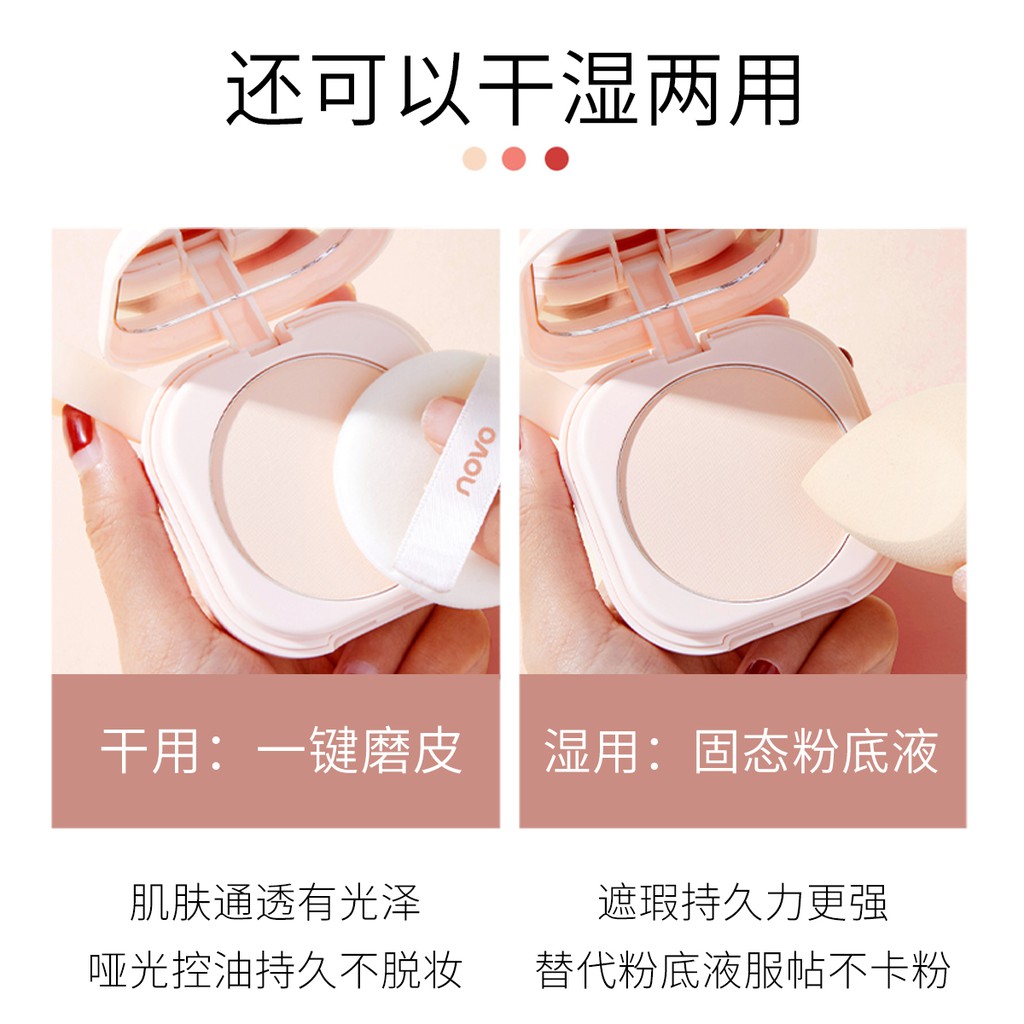 Phấn Nền Che Khuyết Điểm Không Tì Vết Chống Thấm Nước Có Miếng Mút Trang Điểm NOVO NO.5440