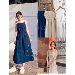[Ảnh thật/Sẵn]Váy-đầm 2 dây thô chun eo có dây điều chỉnh