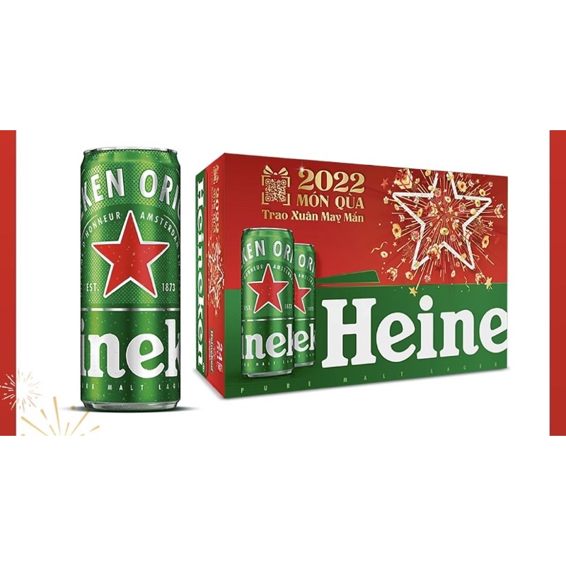 Bia HEINEKEN lon cao 330ml xanh mẫu xuân 2022 thùng 24 lon