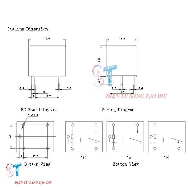 Relay 5V/12V/24V 10A 5 Chân SRD Songle