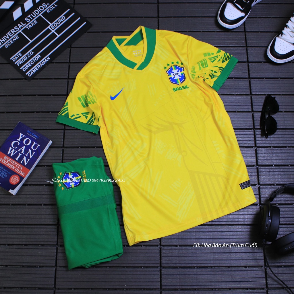 Áo bóng đá đội tuyển Brazil sân nhà 2022-2023 Màu Vàng- Vải Gai Thái Chuẩn Áo Thi Đấu