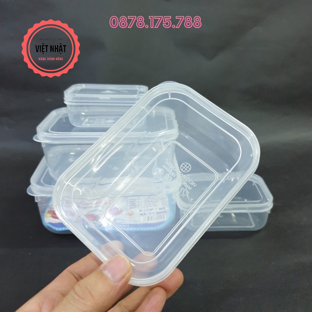[Combo bộ 5] Hộp Đựng Thực Phẩm Việt Nhật Có Nắp Gài Tiện Dụng - Bộ 5 hộp hình chữ nhật mã số 6685