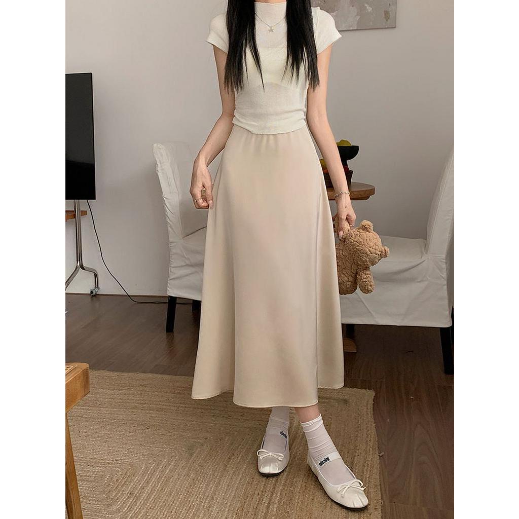 62001 Váy Midi Chữ A Satin