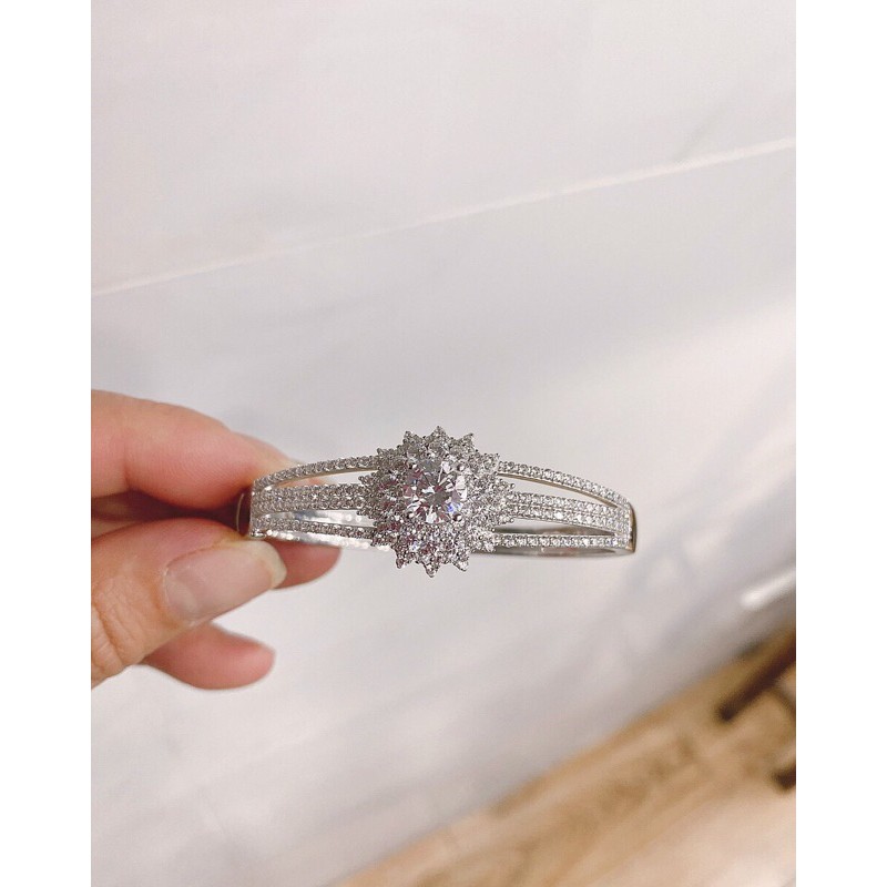 Vòng tay 5 hàng hoa đá bạc chuẩn nhiều mẫu đẹp phủ vàng trắng