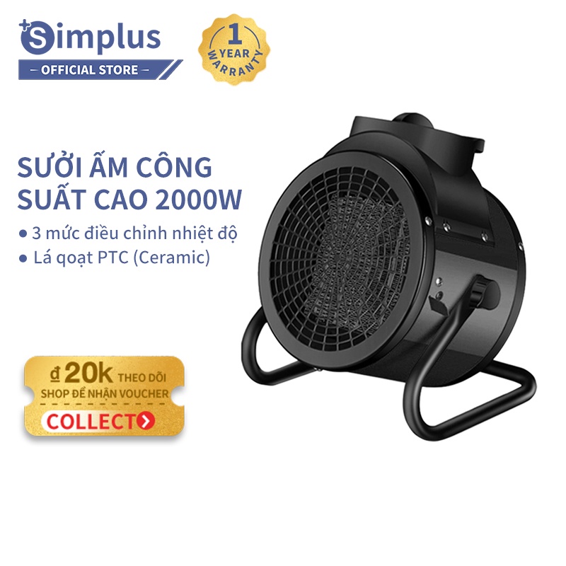 Máy sưởi Simplus Bàn làm việc nhỏ máy sưởi gia đình mini 2000W