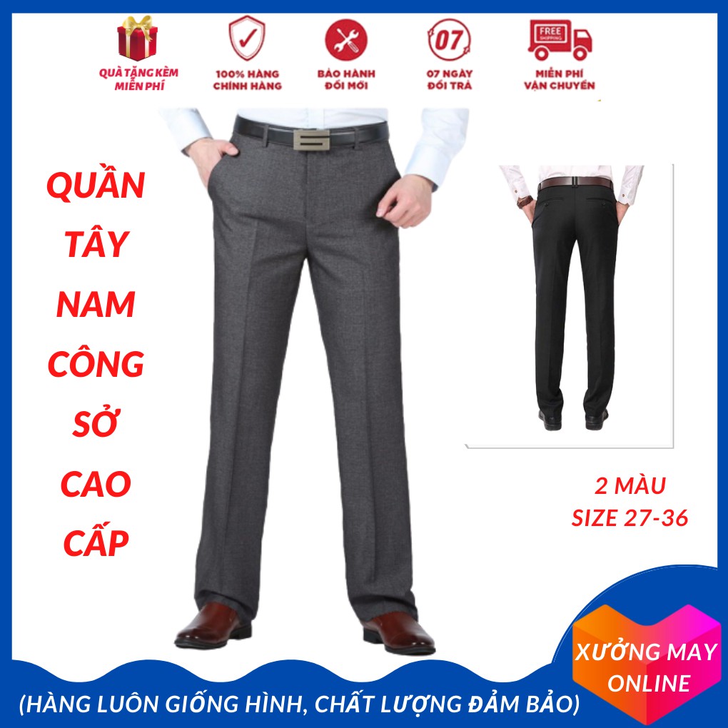 Quần tây nam công sở có hai màu đen và xám cho bạn dễ dàng phối đồ, size từ 27 đến 36-XM018