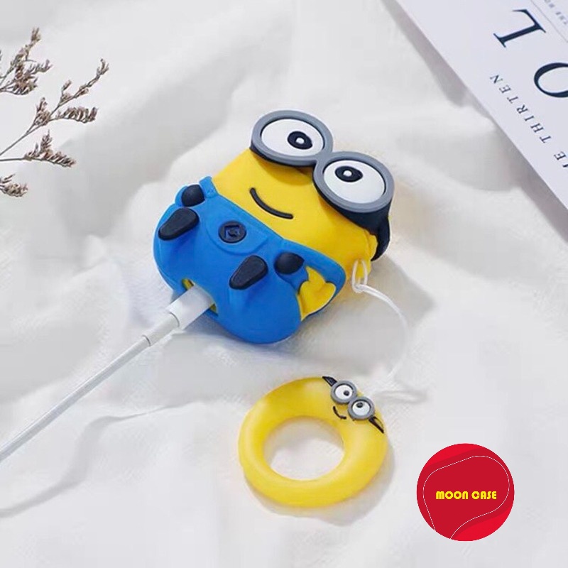 Vỏ bảo vệ hộp sạc tai nghe bluetooth 1 /2 / 3 / pro họa tiết đơn giản đẹp mắt Case MINION