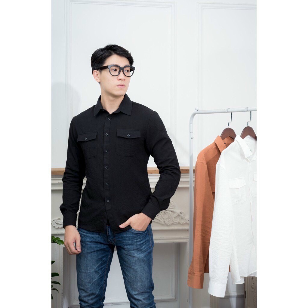 Áo Sơ Mi Vải Đũi 2 Túi Dài Tay Mát Mịn Không Nhăn Không Phai Không Xù Thoáng Mát - MÃ SM12