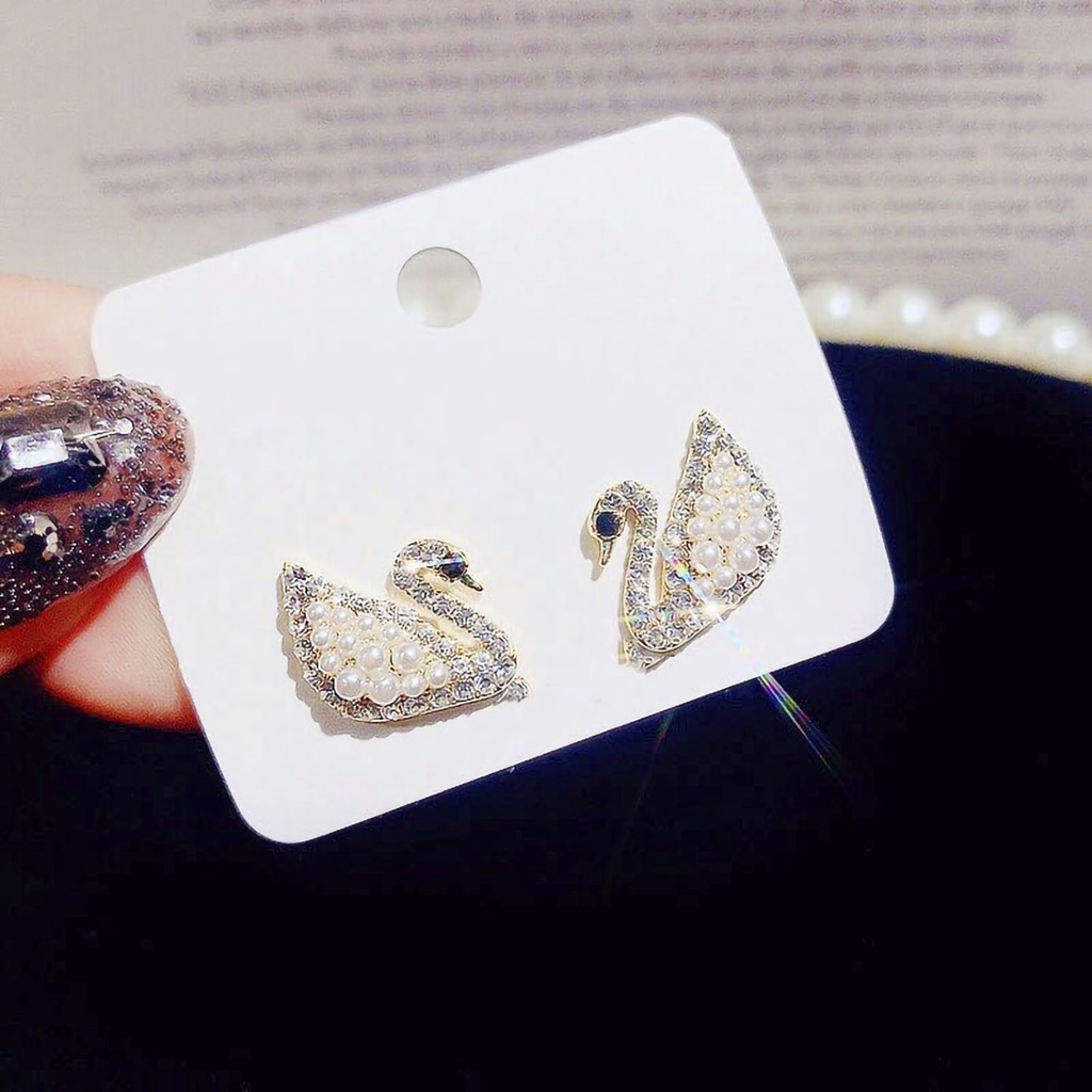 Khuyên Tai Nữ Màu Bạc Hình Con Vịt Cá Tính Độc Đáo