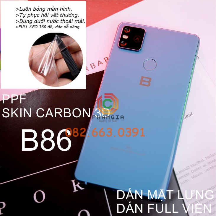 Dán mặt lưng Bphone 86 86S PPF chống trầy xước và skin carbon
