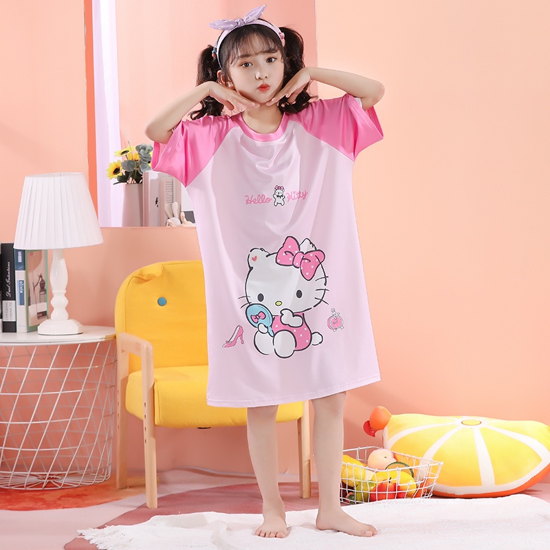Bộ Đồ Ngủ Cổ Tròn In Họa Tiết Hoạt Hình Cho Bé Gái