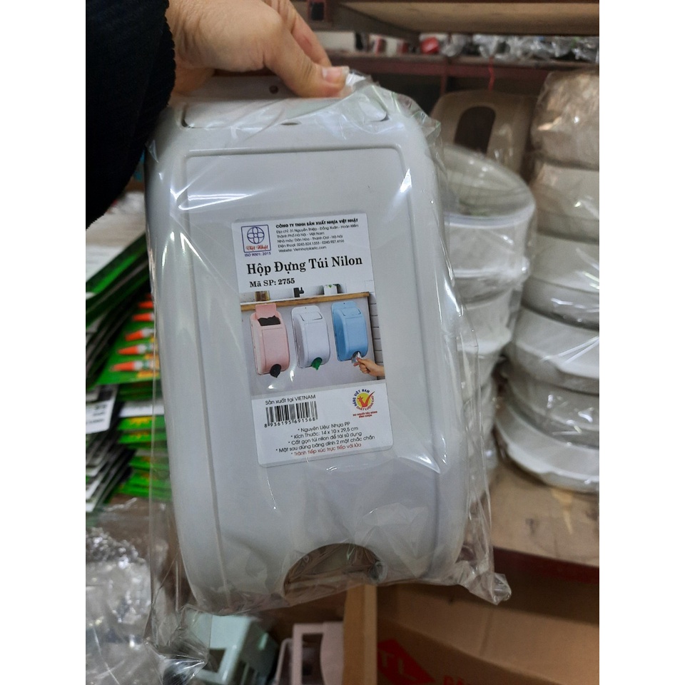 Hộp đựng túi nilong, túi đựng rác dán tường Việt Nhật (MS:2755) - Hộp rút túi nilong gắn tường tiện dụng