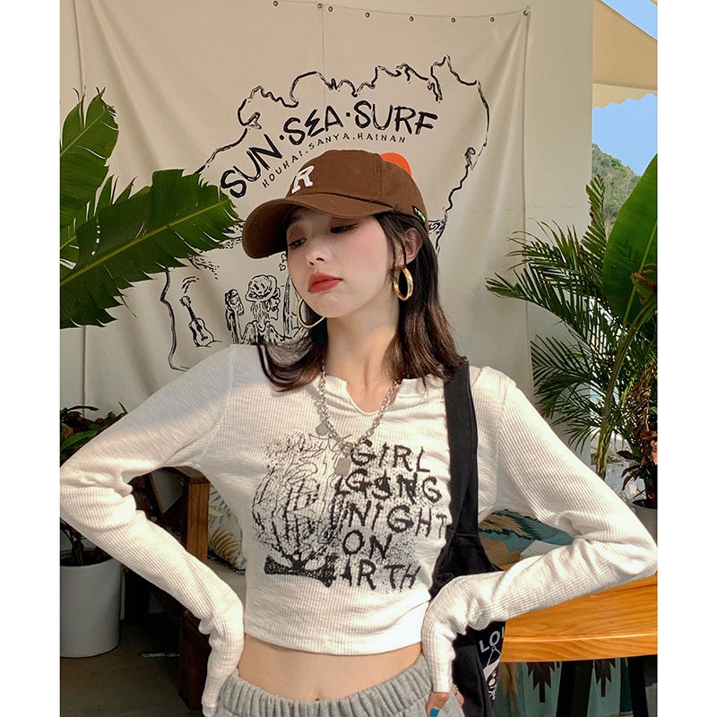 Áo Thun Dài Tay Cổ Chữ V Màu Trơn Thời Trang Cho Nữ