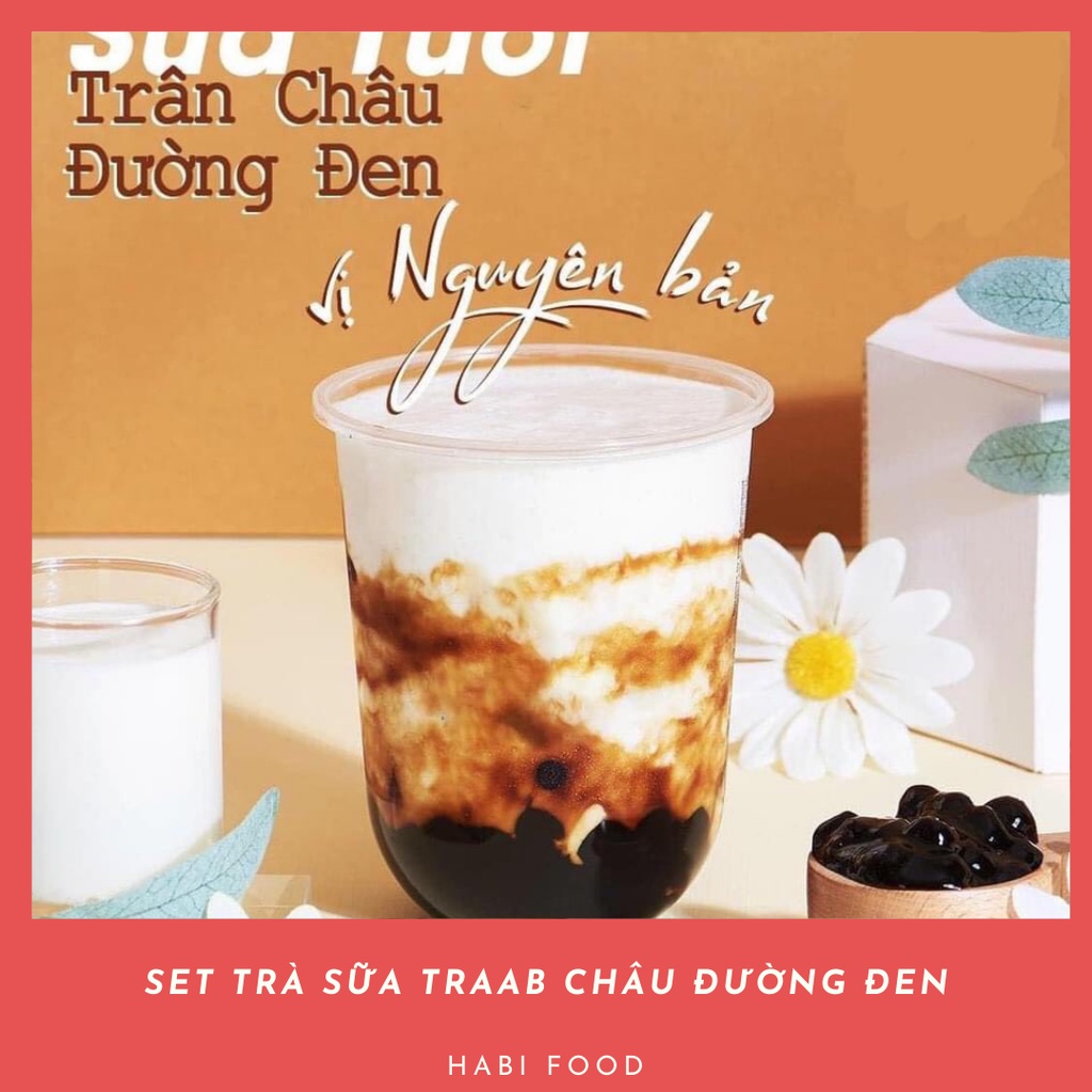Set Nguyên Liệu Làm Trà Sữa Trân Châu Đường Đen Tặng Kèm Công Thức Nấu Chuẩn Thơm Ngon