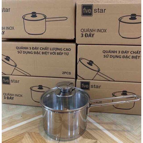 Quánh bột Fivestar 14cm inox  cao cấp 3 đáy từ