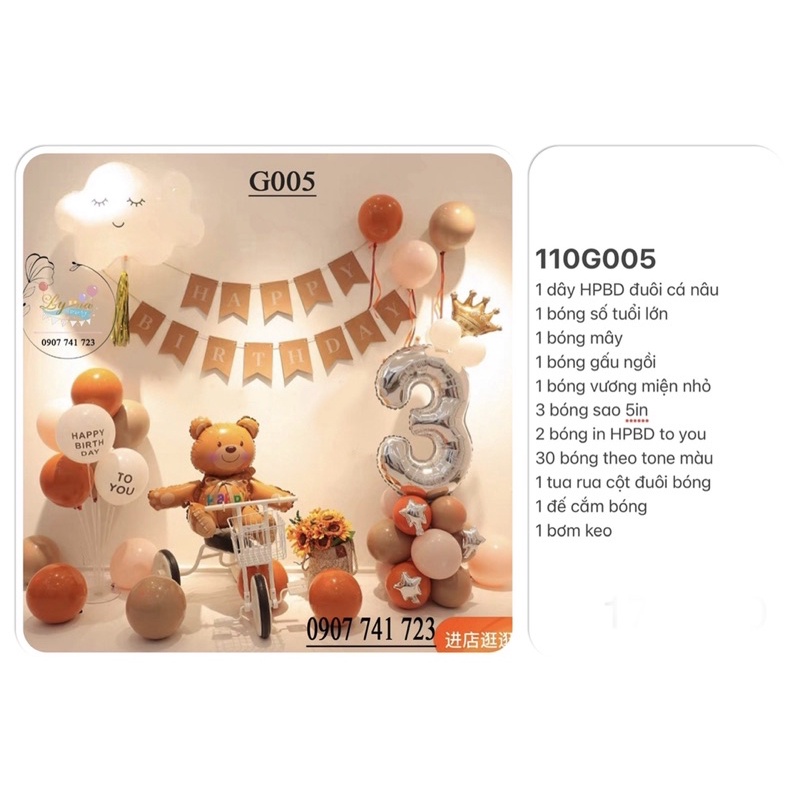 Set bong bóng phụ kiện sinh nhật-trang trí cho bé trai và gái-LynaShop