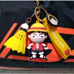 Móc khóa cầu lông Cute hình nhân vật hoạt hình: Anime Luffy, Iron Man, Chopper