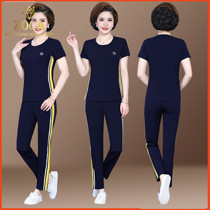 Đồ bộ trung niên thể thao mặc mùa hè , Bộ đồ mặc nhà trung niên nữ cho mẹ chất cotton  _ BTTS