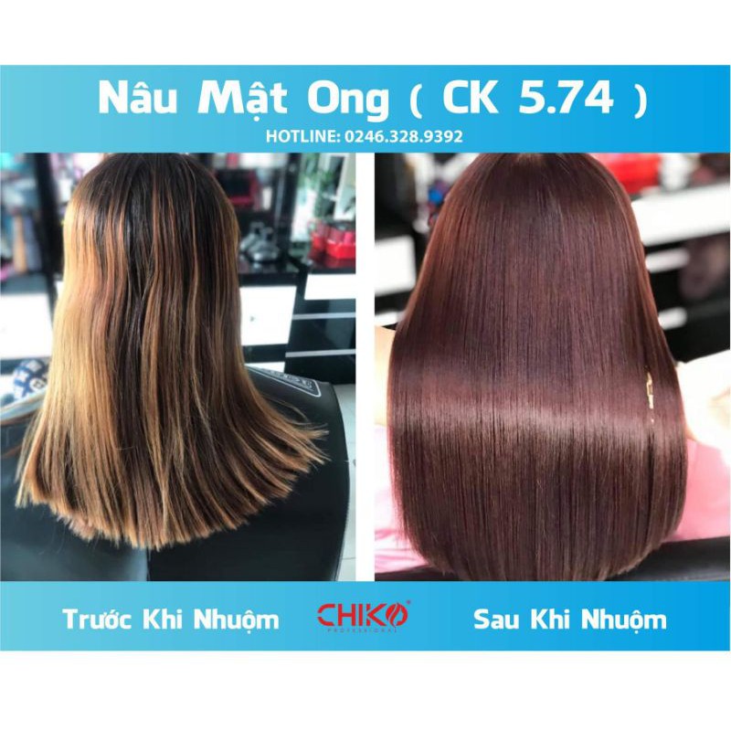 Thuốc nhuộm tóc màu nâu mật ong, không tẩy tóc, tặng trợ và phục hồi