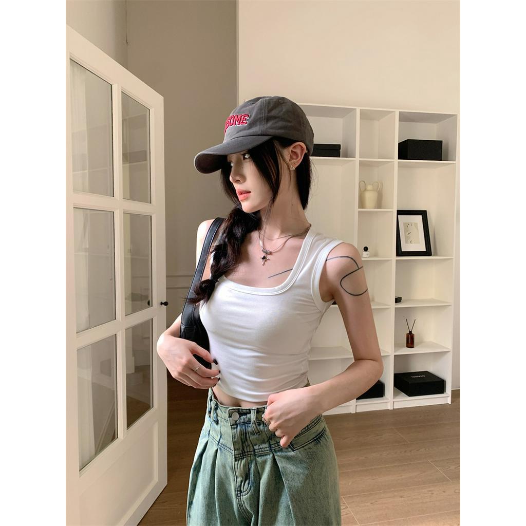 Áo Ba Lỗ Dáng Ôm Ngắn Màu Trơn Thời Trang Cho Nữ 63353