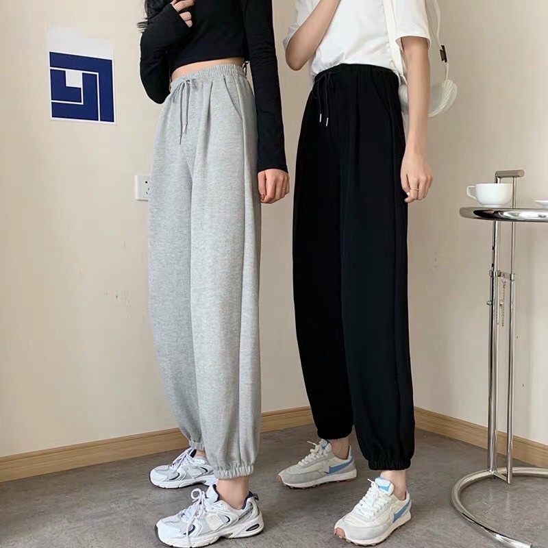 Quần jogger ống rộng thể thao unisex AMIHOUSE bo gấu dáng suông nam nữ nỉ da cá bigsize thu đông basic pants