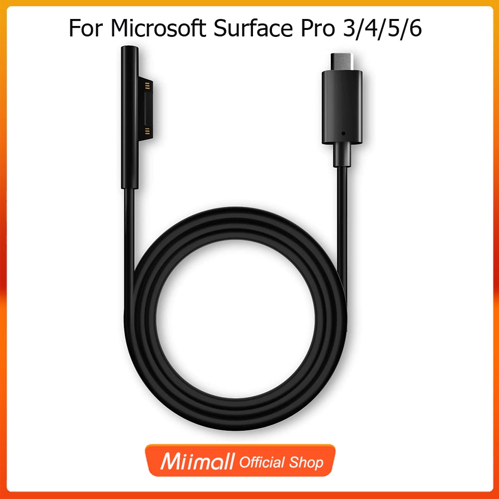 MICROSOFT POWER Dây Cáp Sạc Usb-C Type-C Cho Microsoft Surface Pro 3 / 4 / 5 / 6 / 7, Surface / Laptop 2 / Book 1 / Go / Studio 15v 3a