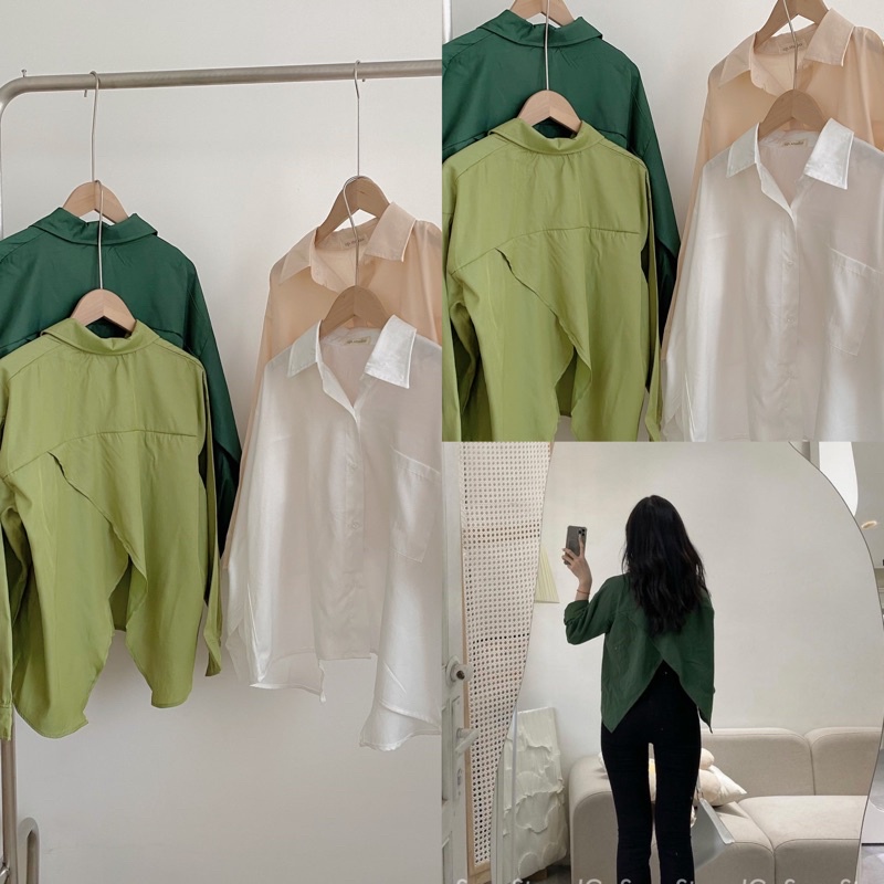 SƠMI LỤA MỀM XẺ LƯNG SIÊU XINH Sơ mi cutout nổi bật