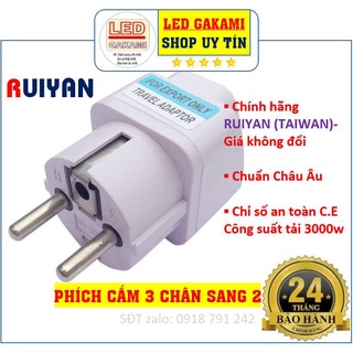 Combo 10 phích cắm điện RUIYAN chuyển đổi 3 chân sang 2 chân, Chính hãng RUIYAN Đài Loan