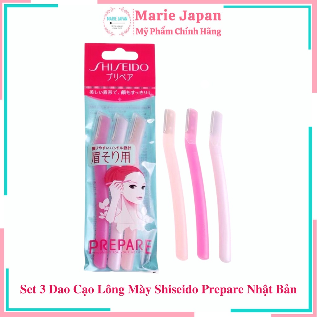 Set 3 dao cạo lông mày Shiseido Prepare Nhật Bản