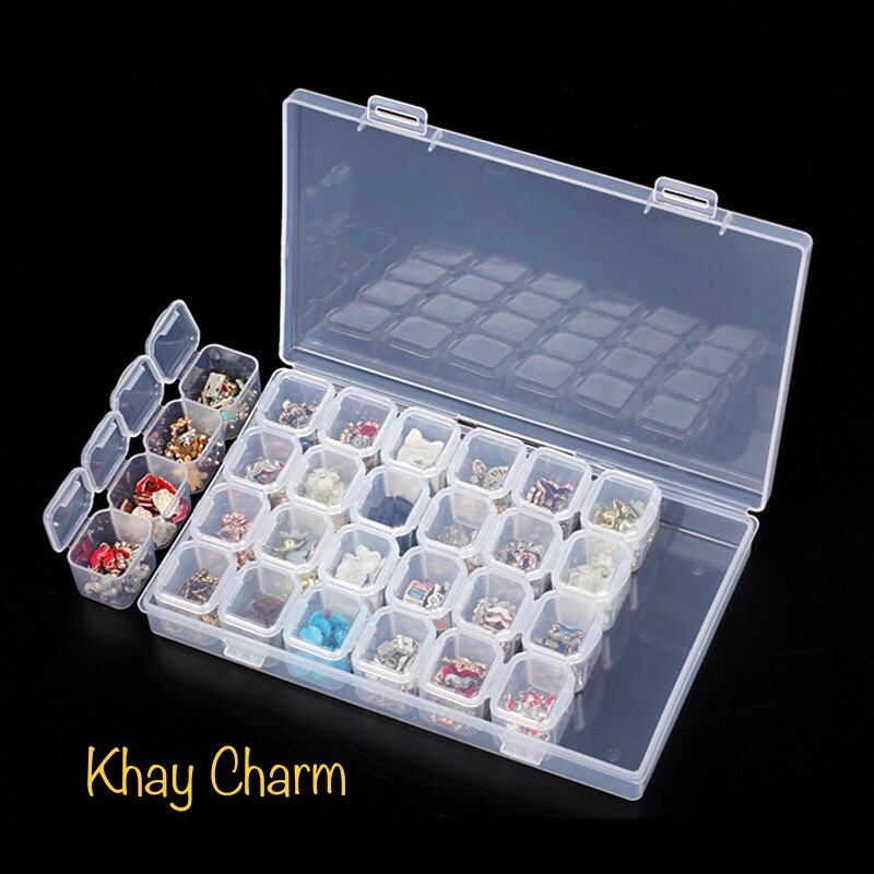 Khay đựng Charm nail 28 ô - Hộp đựng trang sức