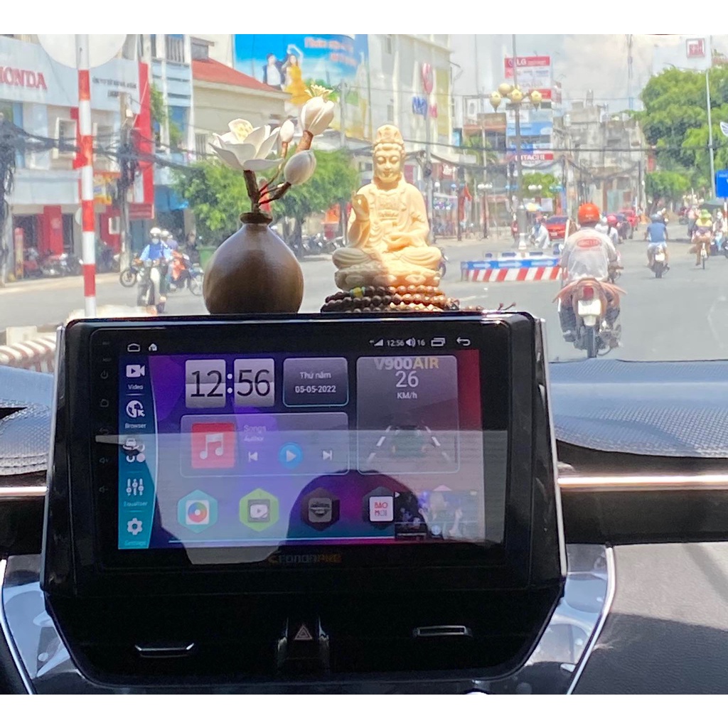 Tượng Phật Bà Quan Âm Để Xe Ô Tô Bằng Đá Ngà , Set Tượng Phật Bà Quan Âm Mix Bình Liên Hoa Cao Cấp