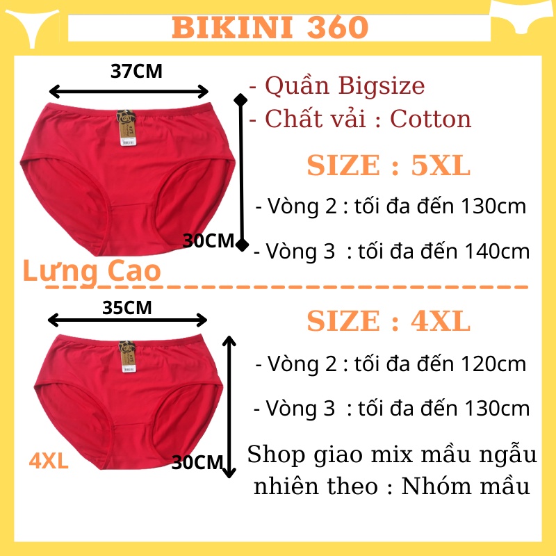 Quần lót nữ bigsize 4XL 5XL Q3081 lưng cao cotton chất đẹp cho bà già và béo mập 70kg 80kg 90kg 100kg; bikini