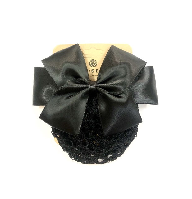 Kẹp tóc nơ đen có lưới bọc tóc ROSES Hair Accessories