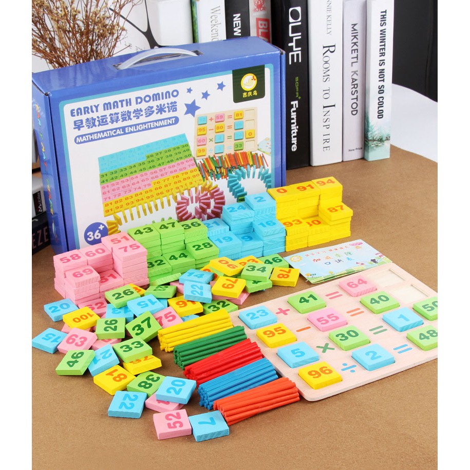 Đồ Chơi Gỗ Domino Học Toán, Bộ Đồ Chơi Domino Xếp Hình, Đồ Chơi Domino Học Toán 300 Chi Tiết.