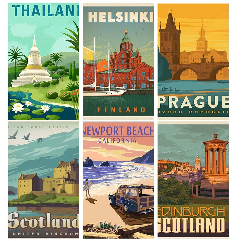 Bộ tranh đính đá 5D tự làm hình phong cảnh Thái Lan 30x40