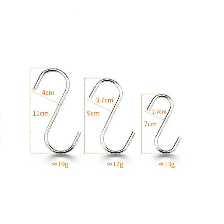 Set 10 Móc Treo Hình Chữ S Bằng Thép Không Gỉ Đa Năng Kèm Phụ Kiện