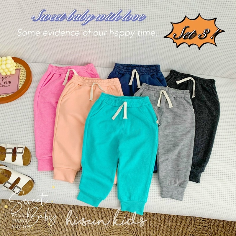 Set 3 quần nỉ Hisun cho bé trai/bé gái