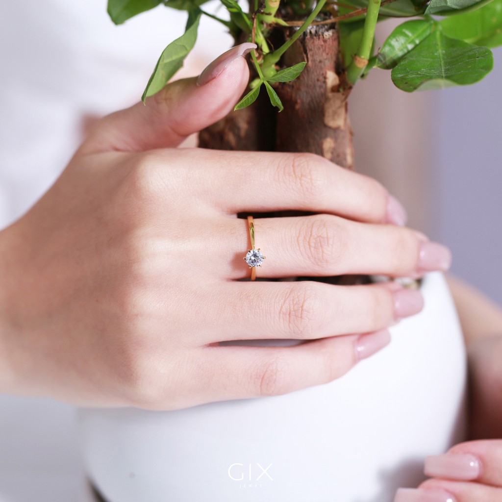 Nhẫn đính hôn bạc mạ vàng kim cương CZ Gix Jewel N72