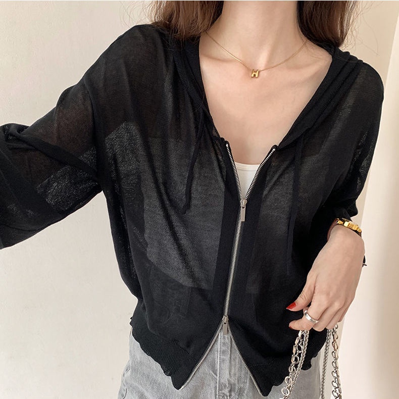 [LININ] Áo Khoác Cardigan Dáng Rộng Mỏng Chống Nắng Chống Tia Cực Tím Có Dây Kéo Đôi Kích Thước Lớn Phong Cách Mới Mùa Hè Cho Nữ