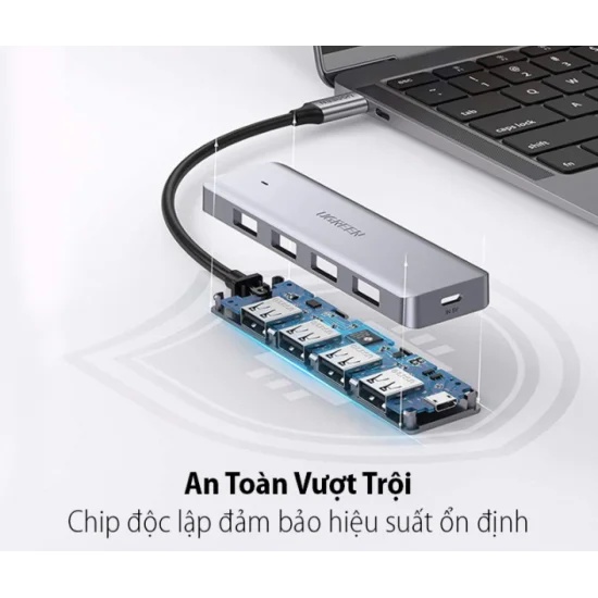 Hub USB type C, USB 3.0 sang 4 cổng USB 3.0 hỗ trợ cổng nguồn Micro USB 5V UGREEN CM219 CM136