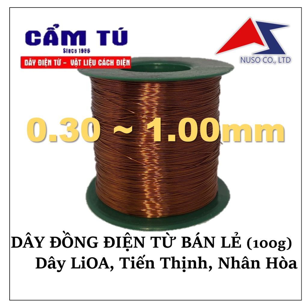 Dây đồng quấn motor, biến áp (100gram) (Dây Điện từ) (0.30-1.00mm) dây đồng tráng men Việt Nam