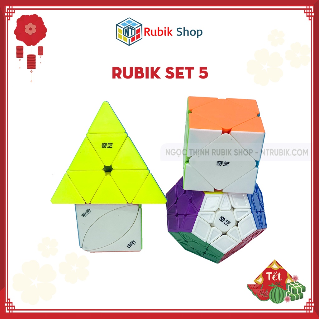 [Giảm giá] Set 5 /Combo 4 Rubik (Qiming -Pyraminx,Qicheng -Skewb,Qiheng S-Megaminx,Ivy cube)