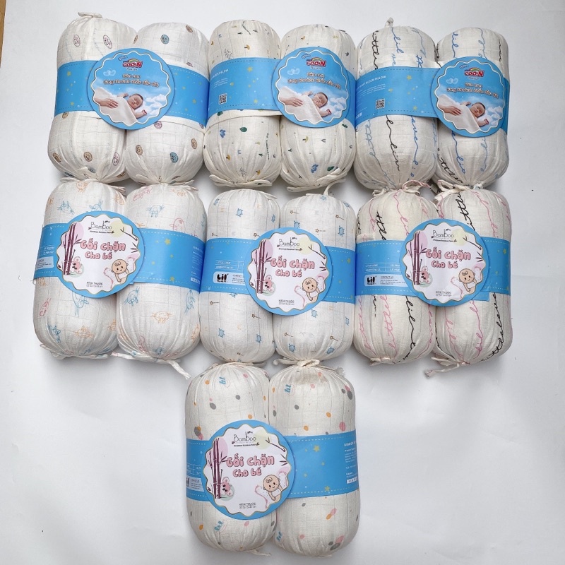 Bộ gối chặn bằng bông organic cho bé, vải sợi tre