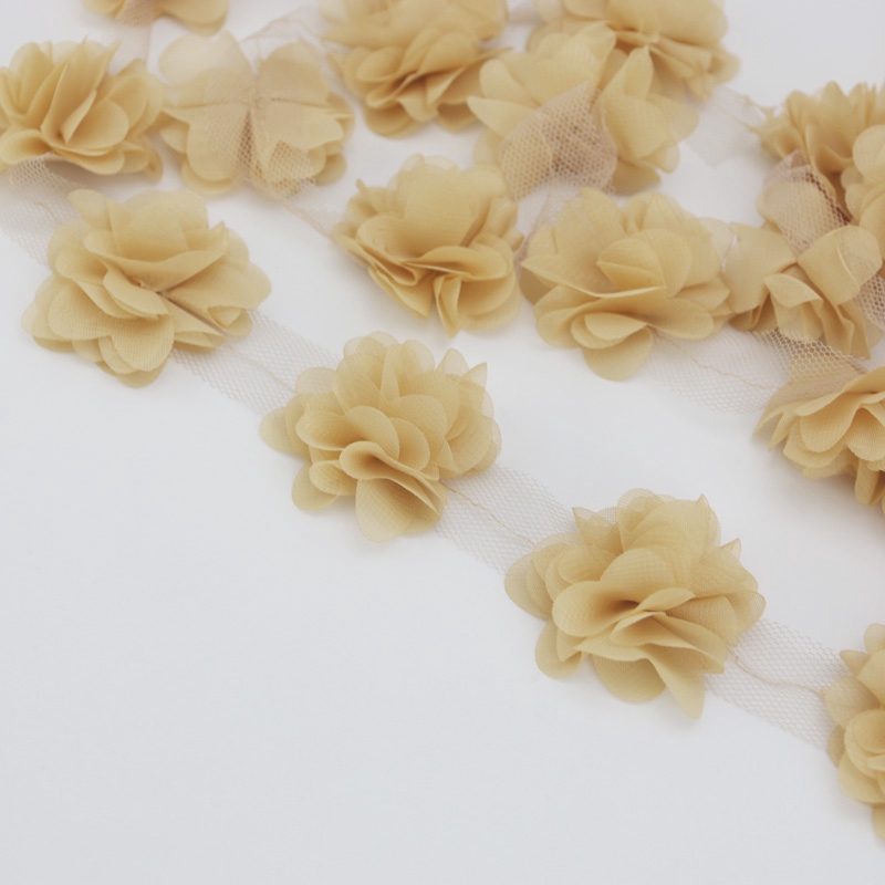 Set 60 Bông Hoa Vải Chiffon 50mm Trang Trí Tóc Cho Đám Cưới